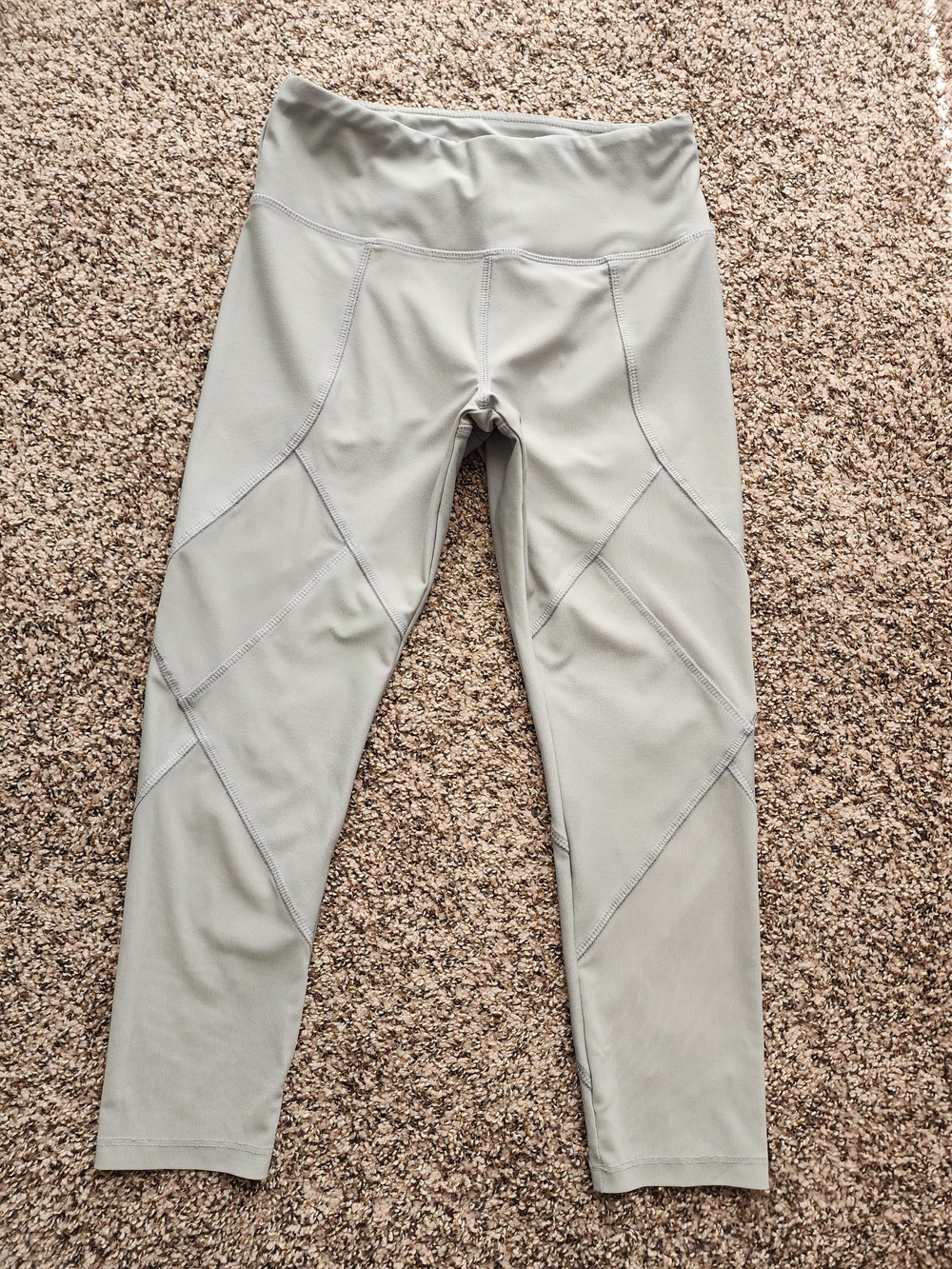 High-Waist Seam Detail Leggings - Light Sage